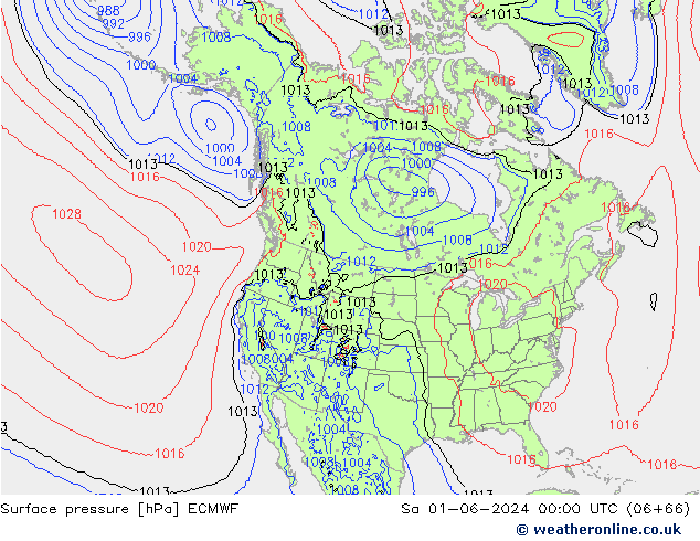 приземное давление ECMWF сб 01.06.2024 00 UTC