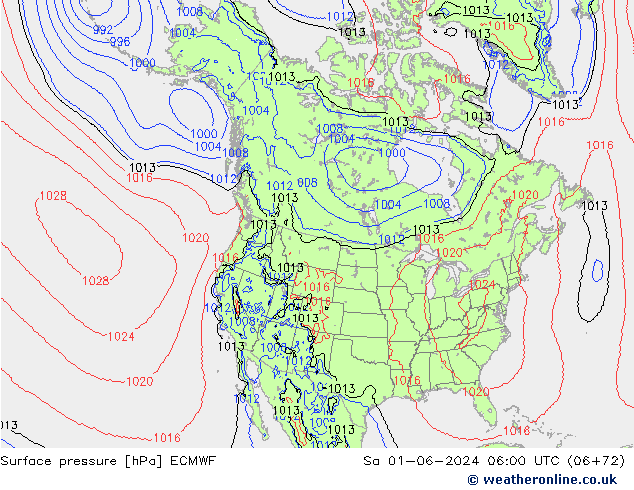 Atmosférický tlak ECMWF So 01.06.2024 06 UTC