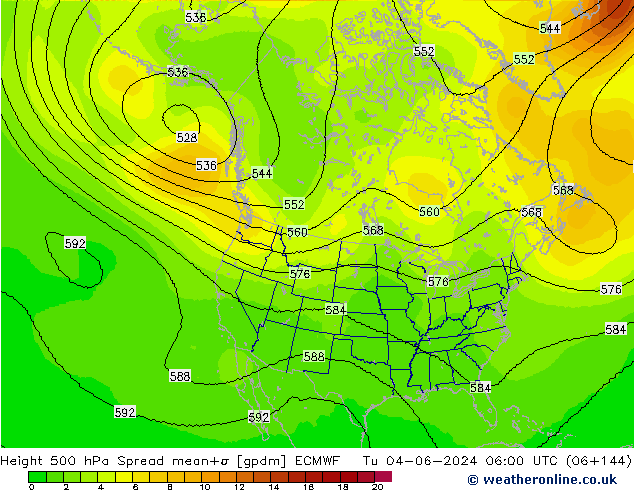 Height 500 hPa Spread ECMWF Tu 04.06.2024 06 UTC