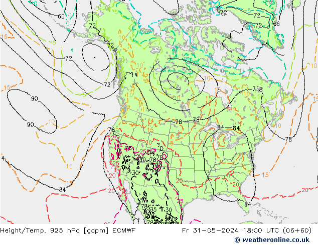 Yükseklik/Sıc. 925 hPa ECMWF Cu 31.05.2024 18 UTC