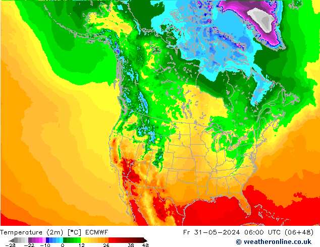 Temperature (2m) ECMWF Fr 31.05.2024 06 UTC