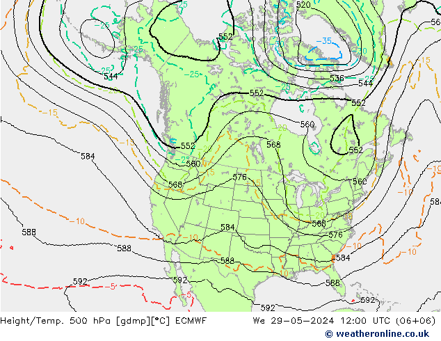 Height/Temp. 500 hPa ECMWF St 29.05.2024 12 UTC