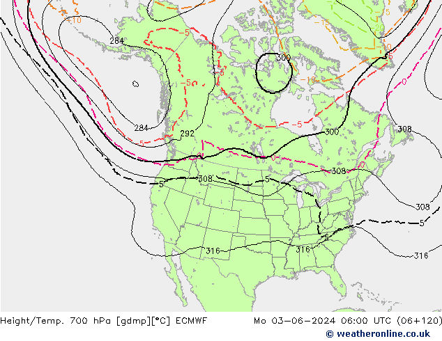 Height/Temp. 700 hPa ECMWF Mo 03.06.2024 06 UTC