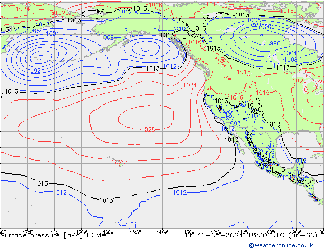 Atmosférický tlak ECMWF Pá 31.05.2024 18 UTC