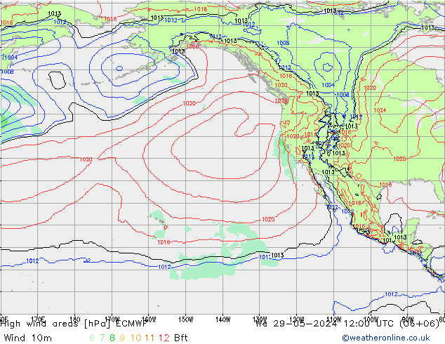 High wind areas ECMWF mer 29.05.2024 12 UTC