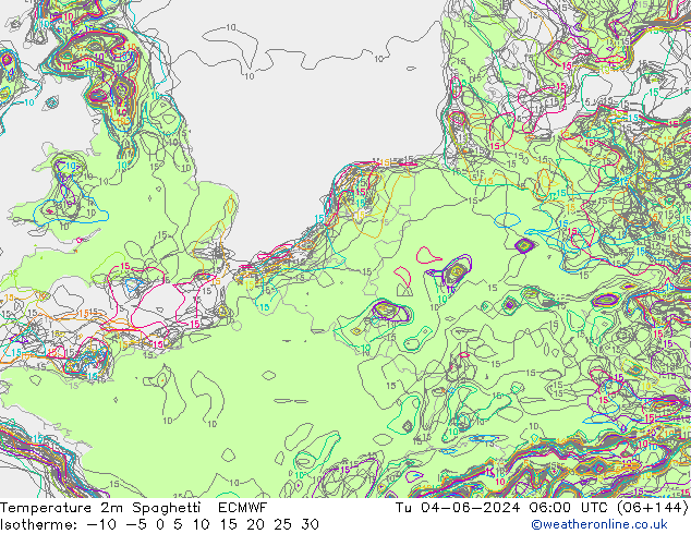 Temperatuurkaart Spaghetti ECMWF di 04.06.2024 06 UTC