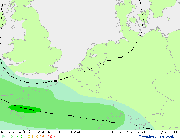 Jet stream/Height 300 hPa ECMWF Th 30.05.2024 06 UTC