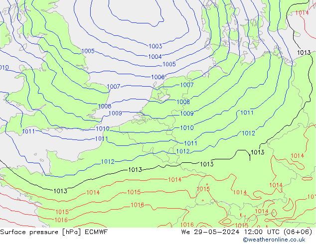 Surface pressure ECMWF We 29.05.2024 12 UTC