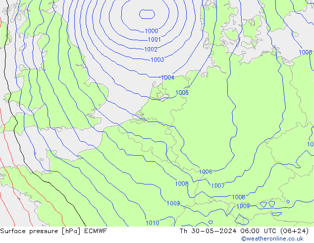 ciśnienie ECMWF czw. 30.05.2024 06 UTC