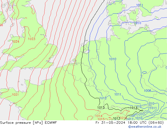 Surface pressure ECMWF Fr 31.05.2024 18 UTC