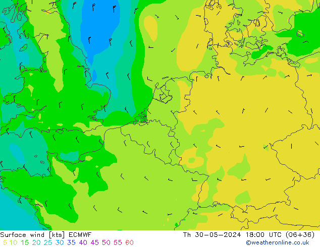 Surface wind ECMWF Th 30.05.2024 18 UTC