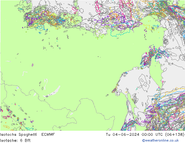 Isotachen Spaghetti ECMWF di 04.06.2024 00 UTC