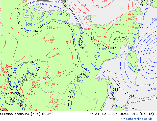 Pressione al suolo ECMWF ven 31.05.2024 06 UTC