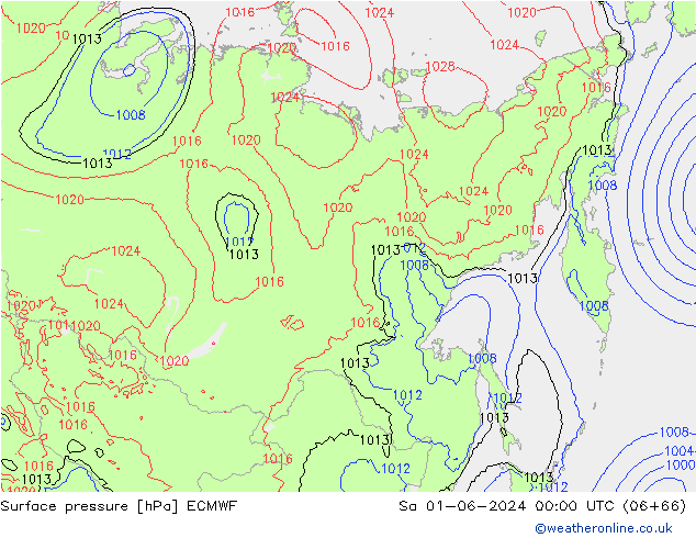 Pressione al suolo ECMWF sab 01.06.2024 00 UTC