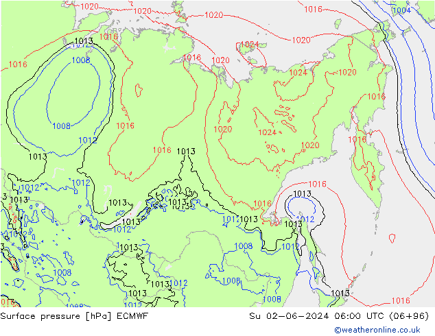Surface pressure ECMWF Su 02.06.2024 06 UTC