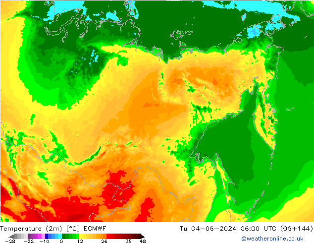 Temperature (2m) ECMWF Út 04.06.2024 06 UTC