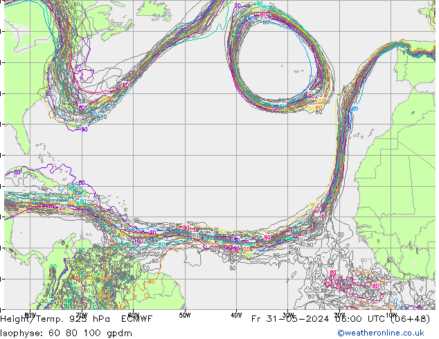 Hoogte/Temp. 925 hPa ECMWF vr 31.05.2024 06 UTC