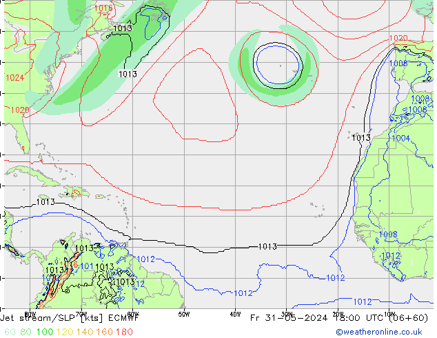 Jet stream/SLP ECMWF Pá 31.05.2024 18 UTC