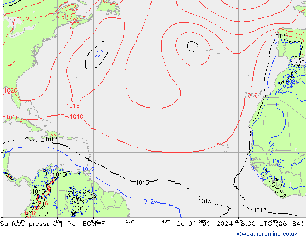 Pressione al suolo ECMWF sab 01.06.2024 18 UTC