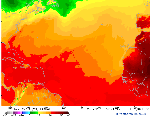 température (2m) ECMWF mer 29.05.2024 12 UTC