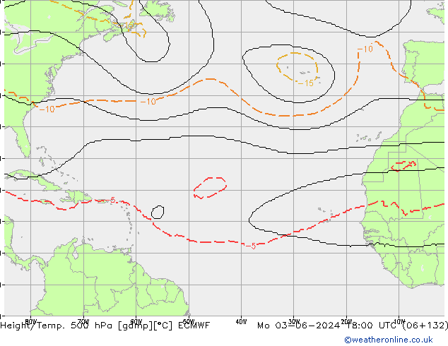 Height/Temp. 500 hPa ECMWF Po 03.06.2024 18 UTC