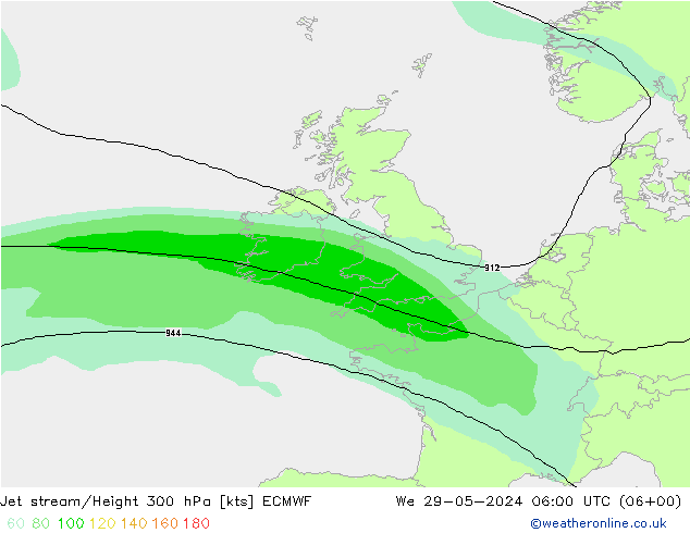 Jet stream/Height 300 hPa ECMWF We 29.05.2024 06 UTC