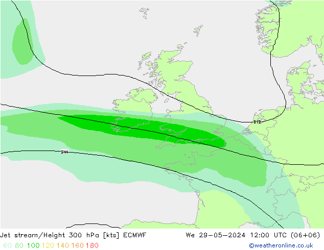 Straalstroom ECMWF wo 29.05.2024 12 UTC
