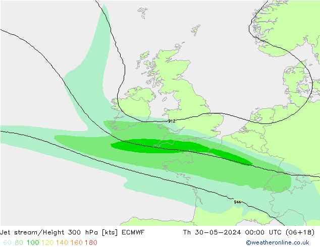 Jet stream/Height 300 hPa ECMWF Th 30.05.2024 00 UTC