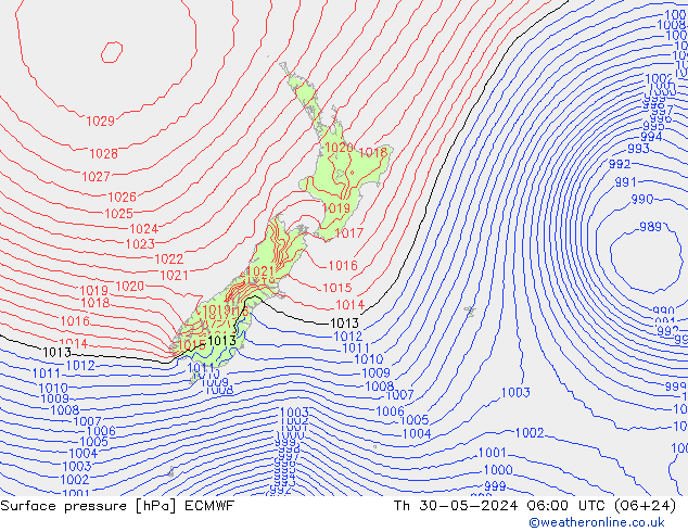 приземное давление ECMWF чт 30.05.2024 06 UTC