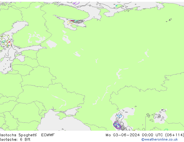 Isotachen Spaghetti ECMWF ma 03.06.2024 00 UTC