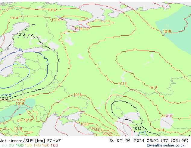 Polarjet/Bodendruck ECMWF So 02.06.2024 06 UTC