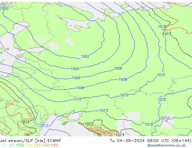 Straalstroom/SLP ECMWF di 04.06.2024 06 UTC