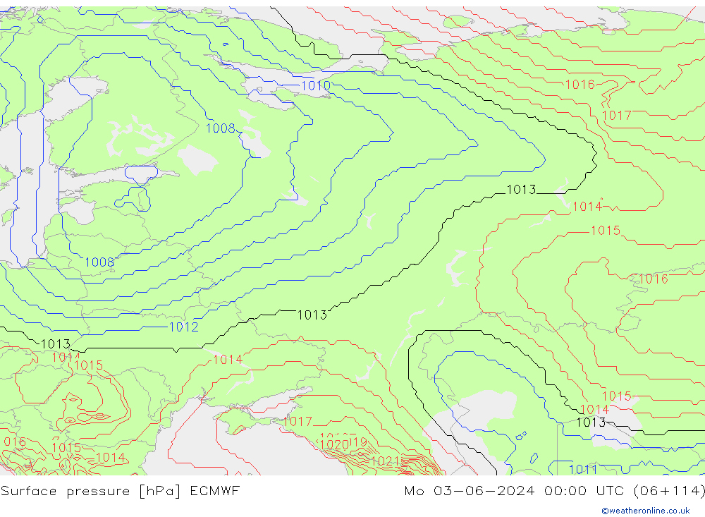 Luchtdruk (Grond) ECMWF ma 03.06.2024 00 UTC