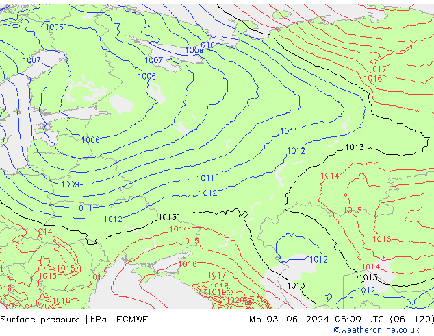 приземное давление ECMWF пн 03.06.2024 06 UTC