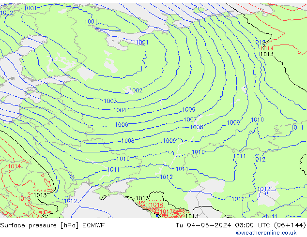 приземное давление ECMWF вт 04.06.2024 06 UTC