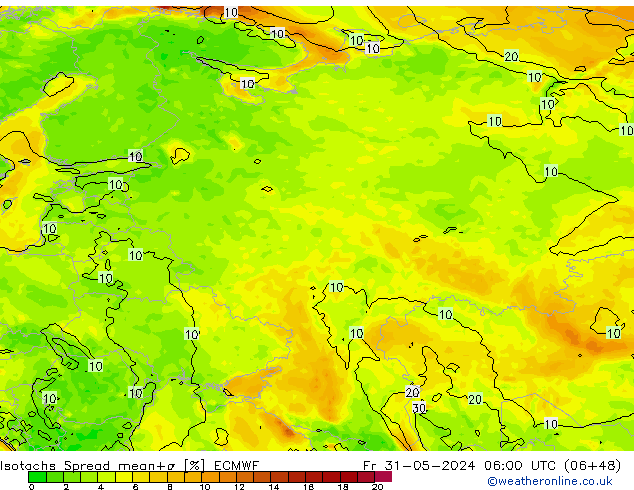 Izotacha Spread ECMWF pt. 31.05.2024 06 UTC