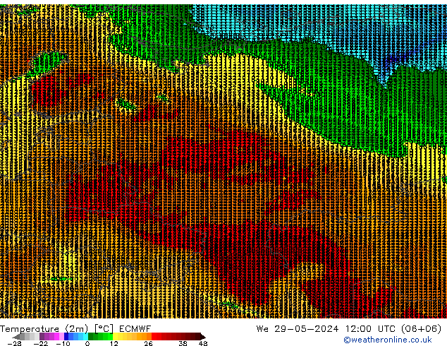 Temperature (2m) ECMWF We 29.05.2024 12 UTC