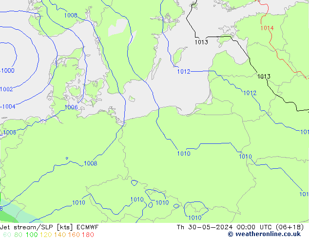 Jet stream ECMWF Qui 30.05.2024 00 UTC