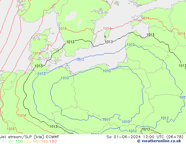 Polarjet/Bodendruck ECMWF Sa 01.06.2024 12 UTC