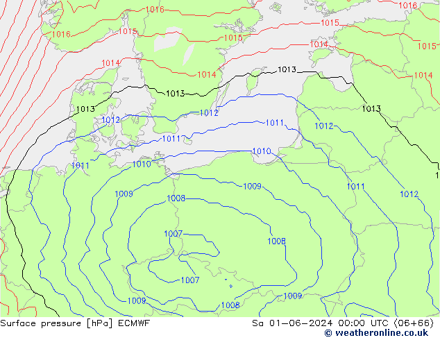 Presión superficial ECMWF sáb 01.06.2024 00 UTC