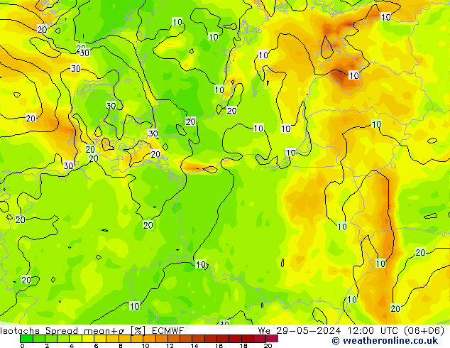 Isotachs Spread ECMWF  29.05.2024 12 UTC