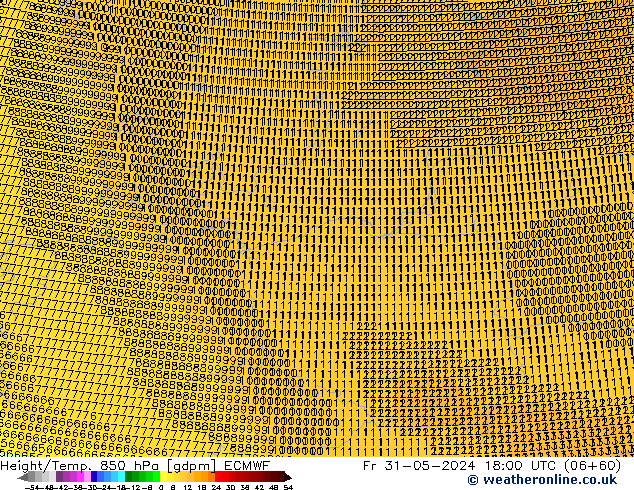 Height/Temp. 850 hPa ECMWF Sex 31.05.2024 18 UTC