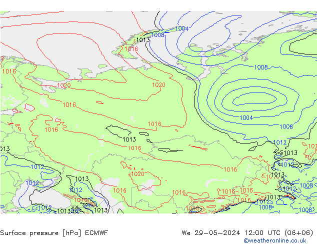 pressão do solo ECMWF Qua 29.05.2024 12 UTC