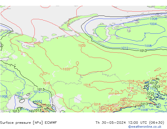 pressão do solo ECMWF Qui 30.05.2024 12 UTC