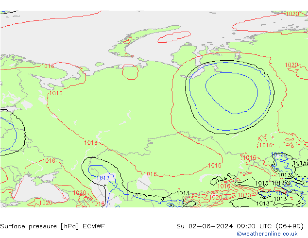 Yer basıncı ECMWF Paz 02.06.2024 00 UTC