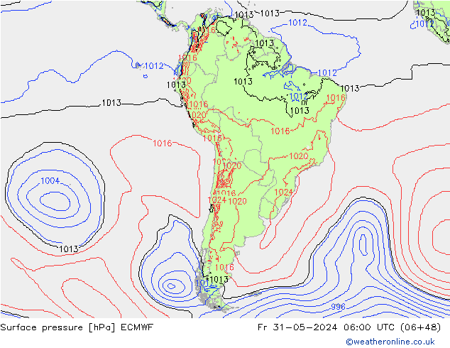 pression de l'air ECMWF ven 31.05.2024 06 UTC