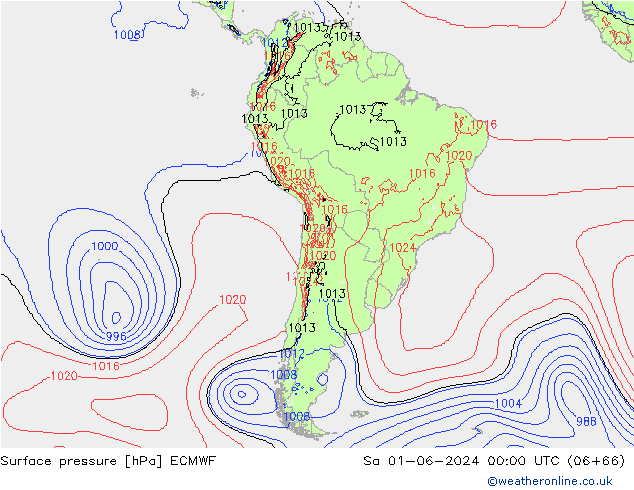 Surface pressure ECMWF Sa 01.06.2024 00 UTC