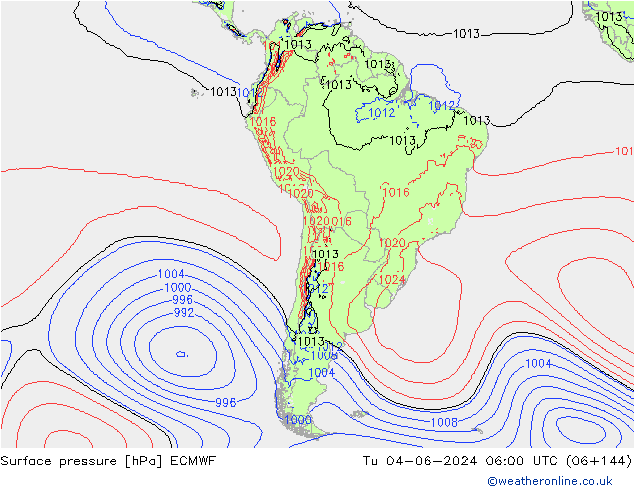 Surface pressure ECMWF Tu 04.06.2024 06 UTC