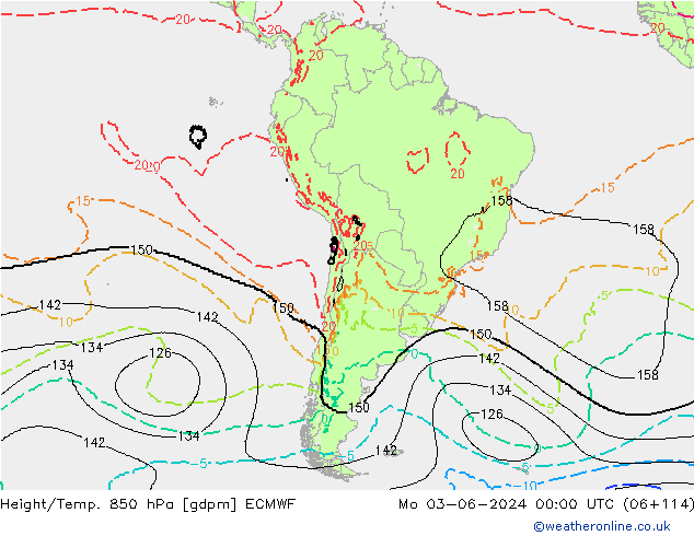 Height/Temp. 850 hPa ECMWF  03.06.2024 00 UTC