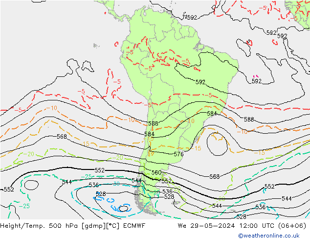 Height/Temp. 500 hPa ECMWF We 29.05.2024 12 UTC